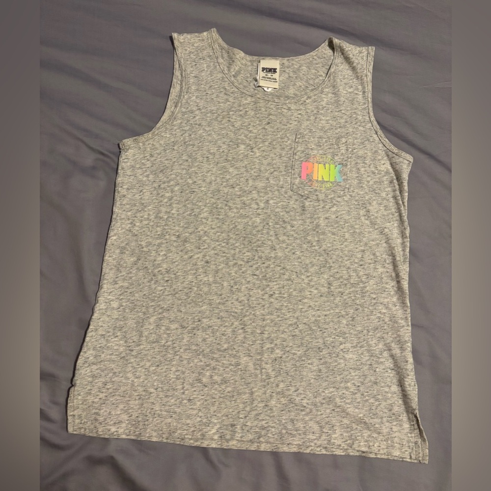 Victoria’s Secret PINK Pastel Ombré Tank Top/Back Logos Size XS Oversized
